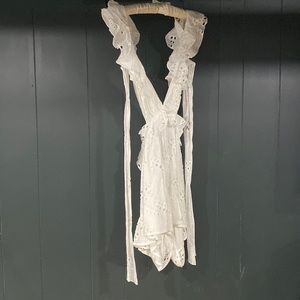 White eyelet shorts romper